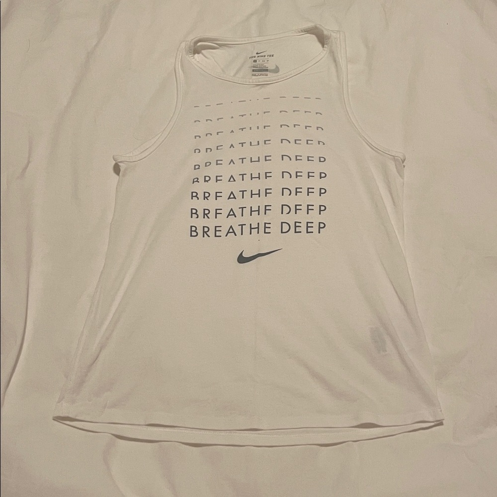 Nike White Sleeveless Top with Motivational Print